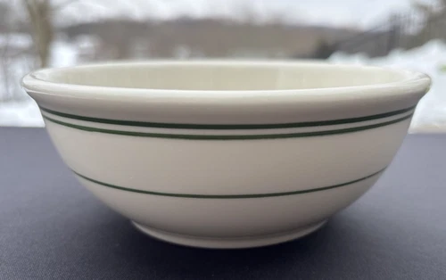 Fiesta Tableware Company Restaurant Ware 6" Rolled Lip Ivory Bowl Green Stripes