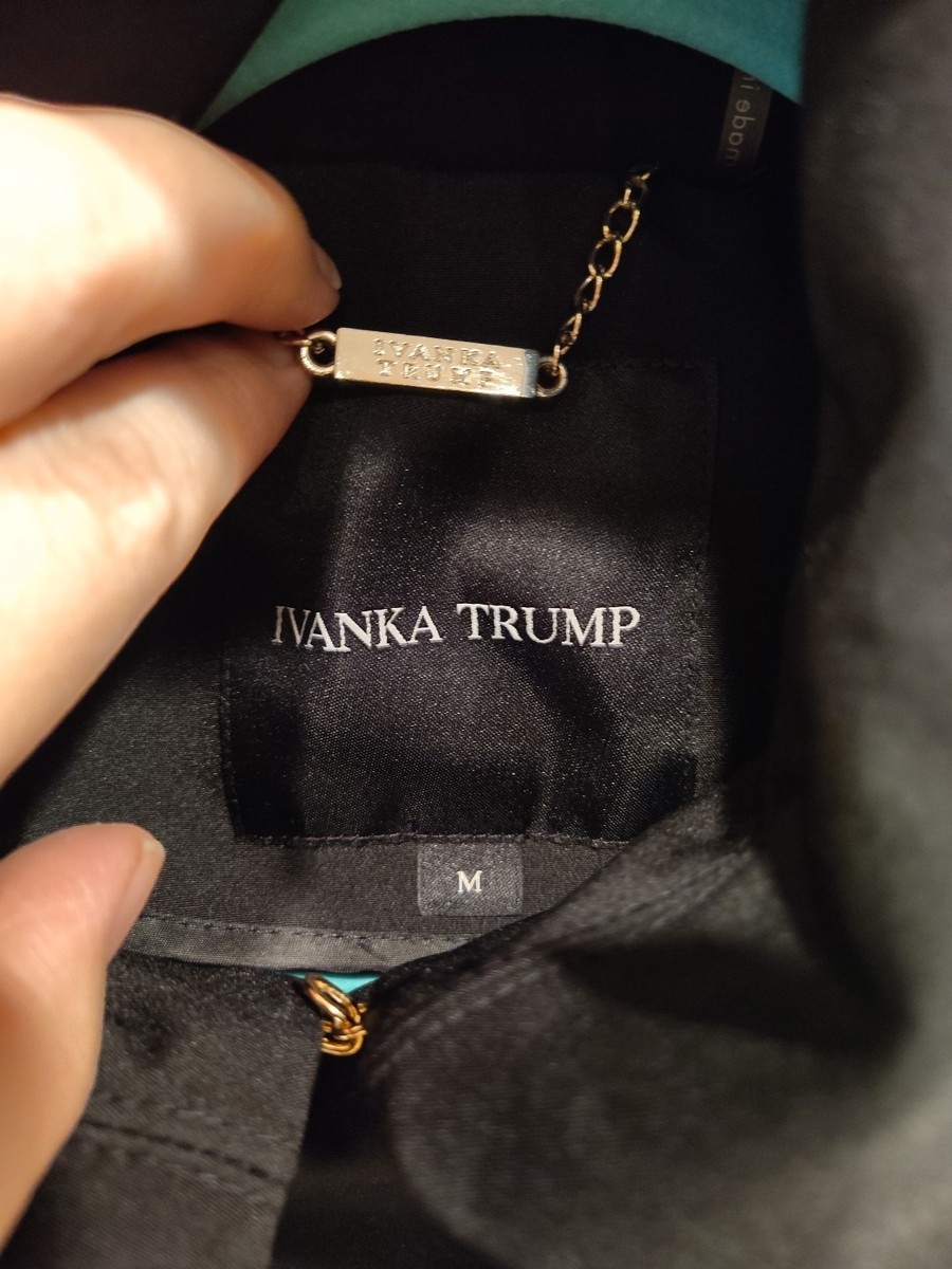 Ivanka Trump Black Hooded Double Breasted Belted Trench Coat Sz M