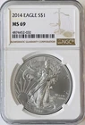 2014 $1 1-oz American Silver Eagle NGC MS69 Brown Label