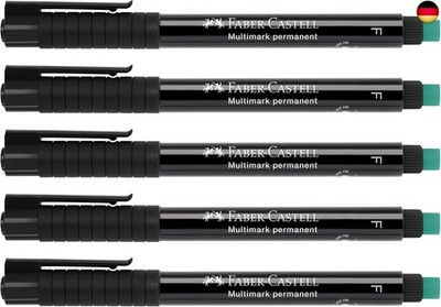 Faber-Castell 205018 - Marker Multimark F 151399, permanent, schwarz, 5 Stück
