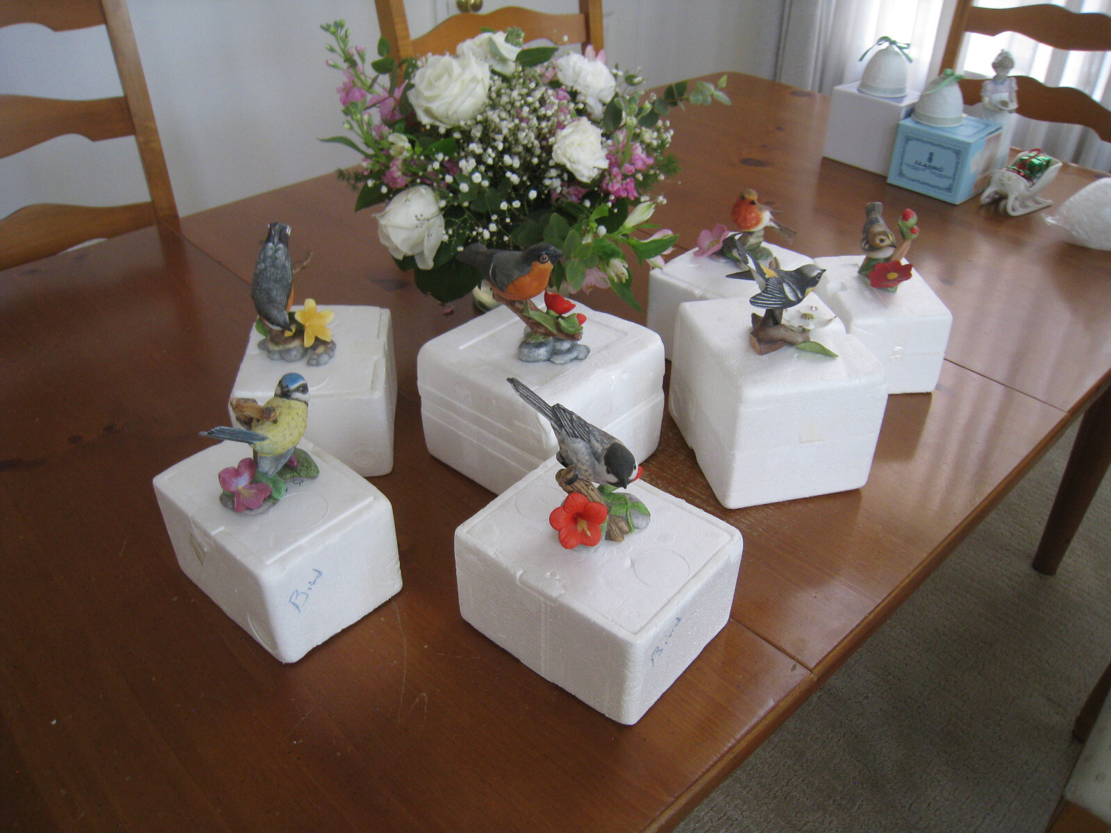 7 Franklin Mint Birds And Blossoms Of The World Porcelain Sculpture