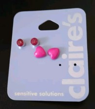 Claire's Sensitive Solutions 2 Pair Pink Stud Little Girl Earrings