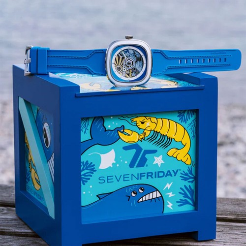 SEVENFRIDAY T-Series Beach Club Automatic Steel Blue Silicone Mens Watch T1/09 - Picture 6 of 6