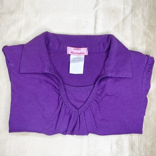 Cutie’s Girls Polo School Uniform Shirt Size 10 - Purple FREE SHIPPING - Picture 5 of 5