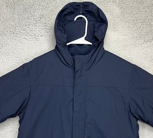 Lands End Jacket Boys XL Blue Full Zip Hooded Coat Long Sleeve Pockets Youth
