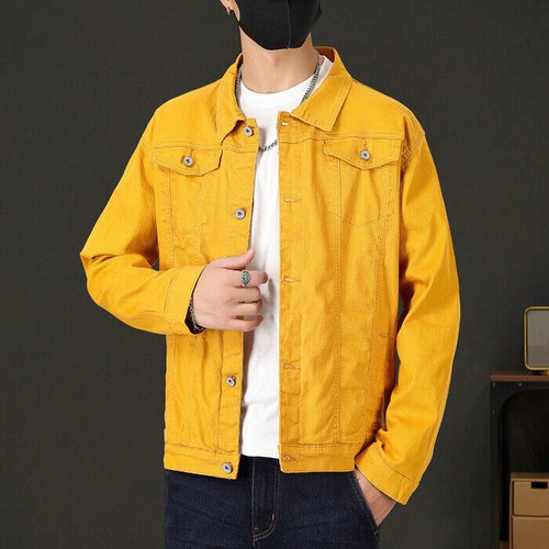 Men Spring Denim Jacket Loose Slim Denim Jacket Clothes Casual Lapel Top - Picture 24 of 27