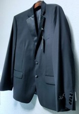  450 LRL RALPH LAUREN LARRY MENS 100 WOOL 2-BUTTON BLACK TUXEDO BLAZER/JACKET