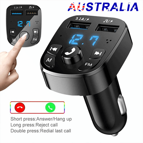 Bluetooth 5.0 Wireless Car Hands-Free FM Transmitter Adapter 2USB PD Charger RL - Picture 2 of 13