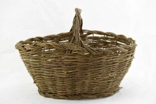 Antique primitive handmade Woven Large Gathering Basket Bentwood VTG