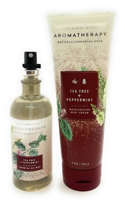 Bath & Body Works Aromatherapy TEA TREE + PEPPERMINT Essential Oil Mist & Cream