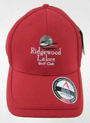 Antigua RIDGEWOOD LAKES GOLF CLUB Flex Fit Cap Hat Red Sz L / XL
