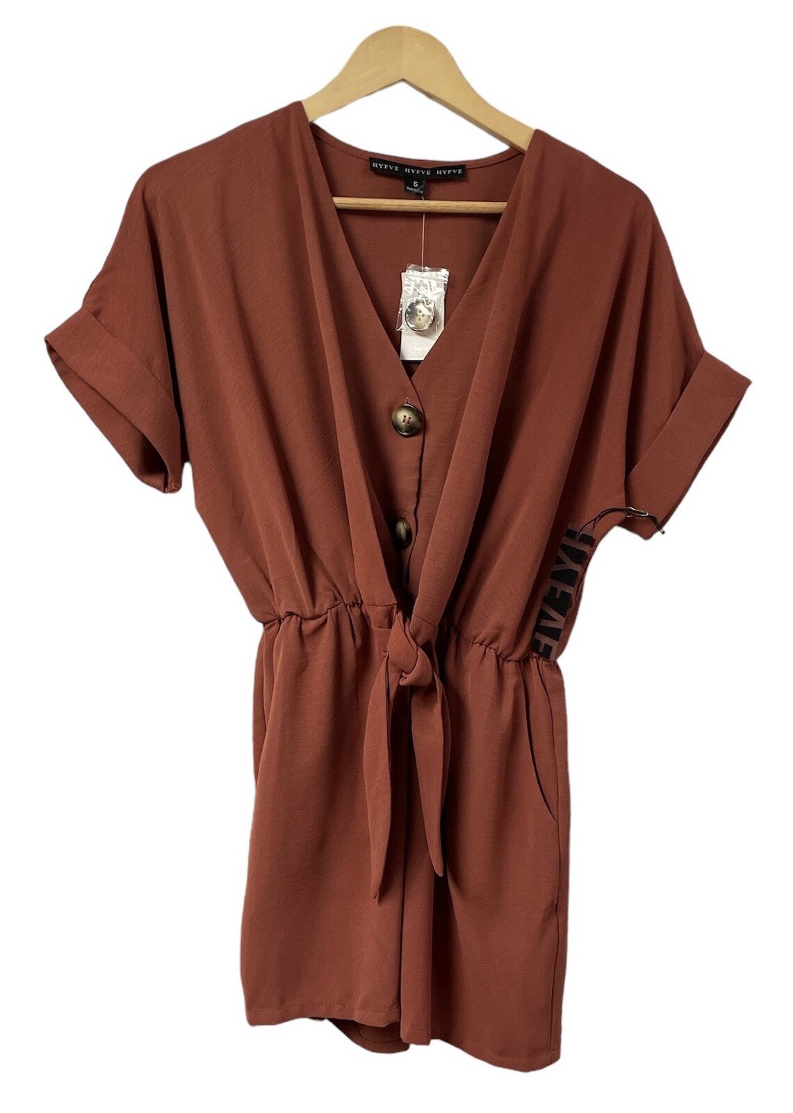 HYFVE Romper Size Small Terra Cotta Pockets Buckles Original Price $46.95-image