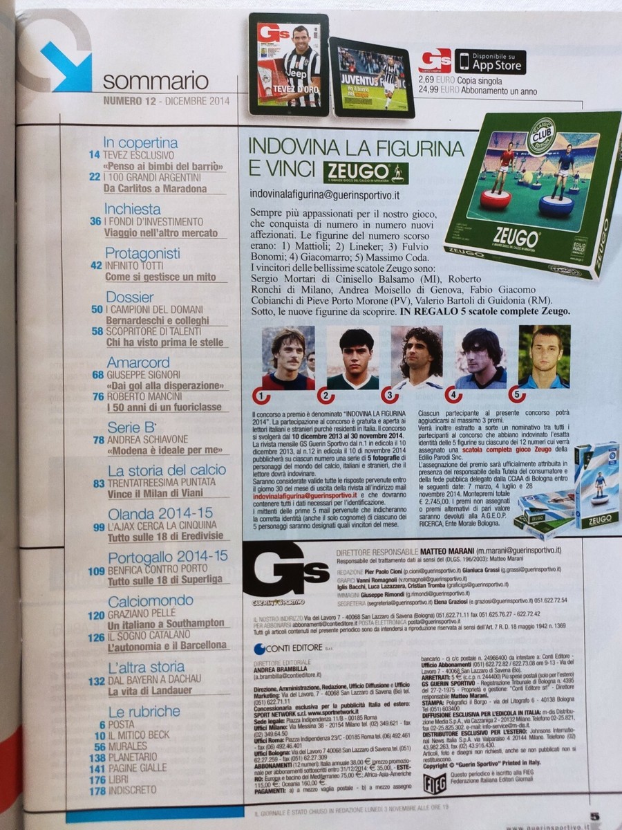 Guerin Sportif 12 Décembre 2014 Tevez Maradona Signori Cuir