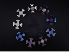 FEGVE Baked blue Aerolite Titanium EDC Four-Hand quadrangle Fidget Spinner Toy