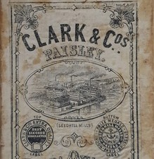 Alte Pappschachtel Clark & Cos Paisley Schottland N&auml;hgarn Fabrikansicht