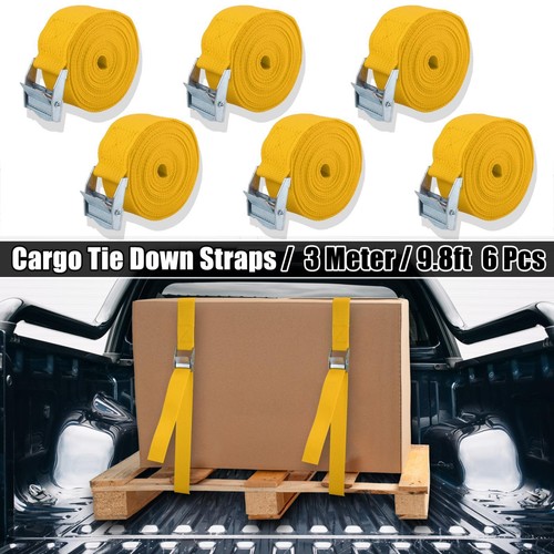 6pcs 9.8ft Cargo Tie Down Straps Luggage Strap w/ Cam Lock Buckle for