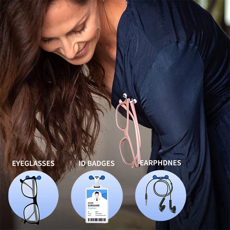 PACK de 2 soportes magnéticos para gafas con etiqueta de nombre insignia gafas de sol soporte audaz Foto 3 de 4