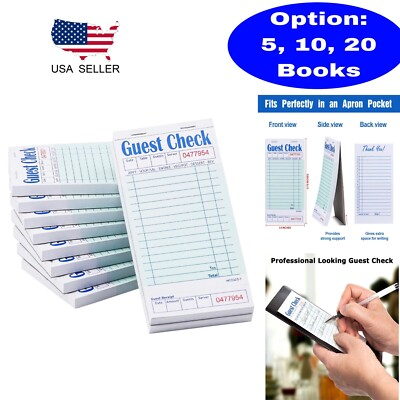 #ad Guest Check Receipt Book Notepad Invoice Stub for Food Order 50 Sheets Pad $33.50