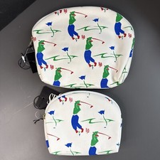 Vintage Bag Set Of 2 Golf Motif BJ Designs USA Made Zippered Pouches NWT