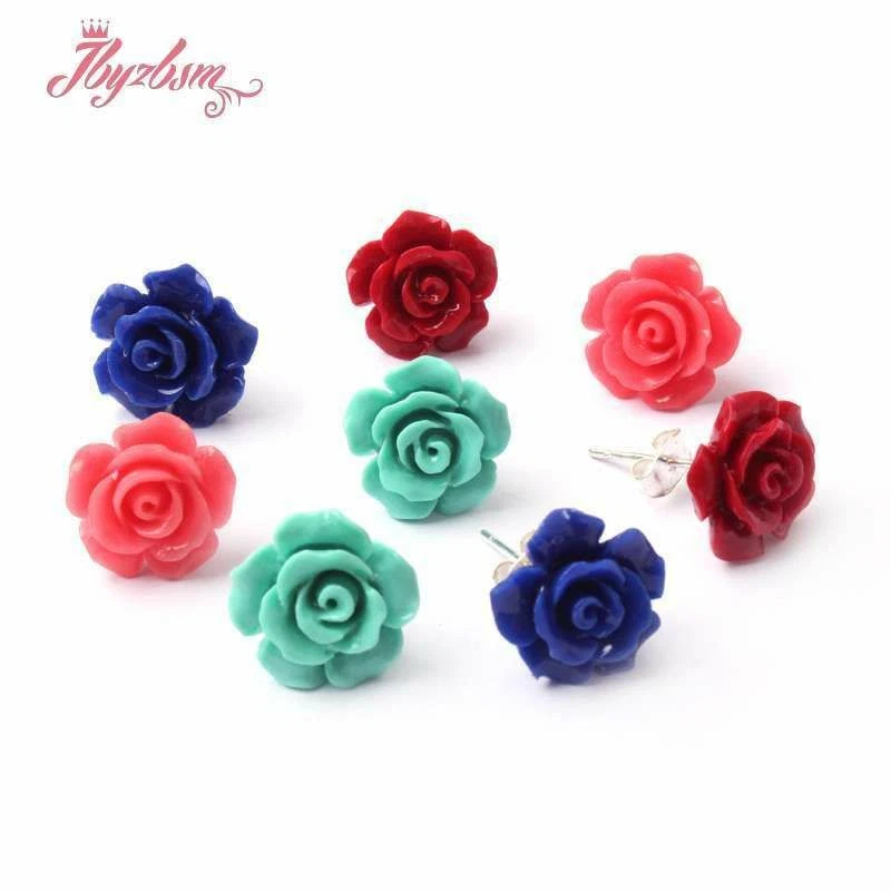 1 par de pendientes florales de plata tibetana tallada de 12 mm de moda para mujer Foto 2 de 4