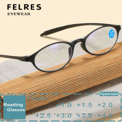 Unisex TR90 Oval Blue Light Blocking Reading Glasses Clear Lens Glasses Readers