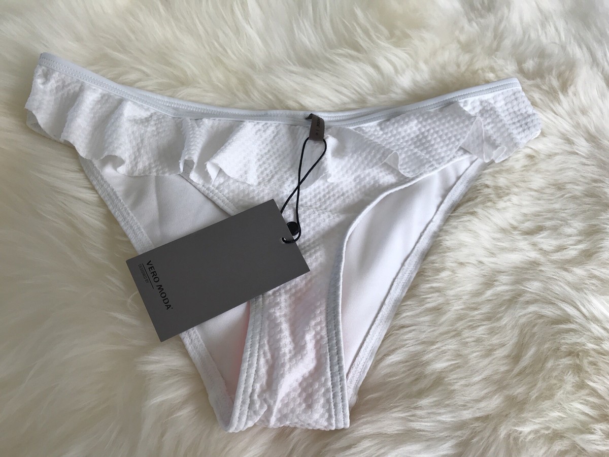Gorgeous VERO MODA SUZY WHITE TANGA BIKINI BOTTOMS UK