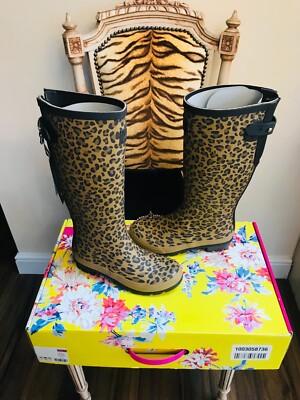 NEW JOULES LEOPARD ANIMAL PRINT WELLINGTON BOOTS WELLIES SIZE