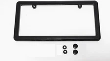 Black License Plate Tag Holder Mounting Frame + (Free) 2 Screw Caps / Brand New