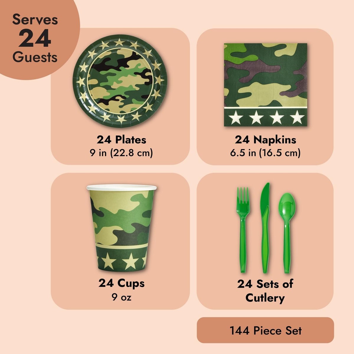 30-teilige Camo-Deko Für Militär-Party – Wirbel Und Ausschnitte In Tarnfarben Für Geburtstag