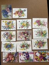 Lot of 14 VTG GLORIOUS GARDENS Flower Bouquet ASSORTED GREETING CARDS