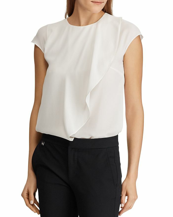 Ralph Lauren Ruffle Overlay Top Women's Size XL Beige Short
