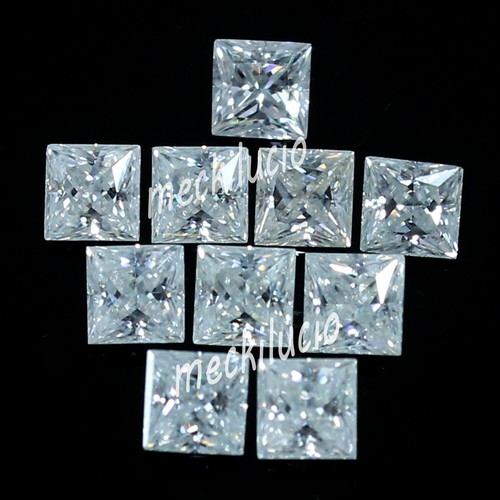 10 Pcs Lot Natural D Color VVS1 Excellant Cut 2.5x2.5 MM Princess White Diamond - Picture 3 of 6