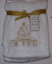 Zak  Zoey,  My First Christmas Waffle Baby Blanket, White Gold