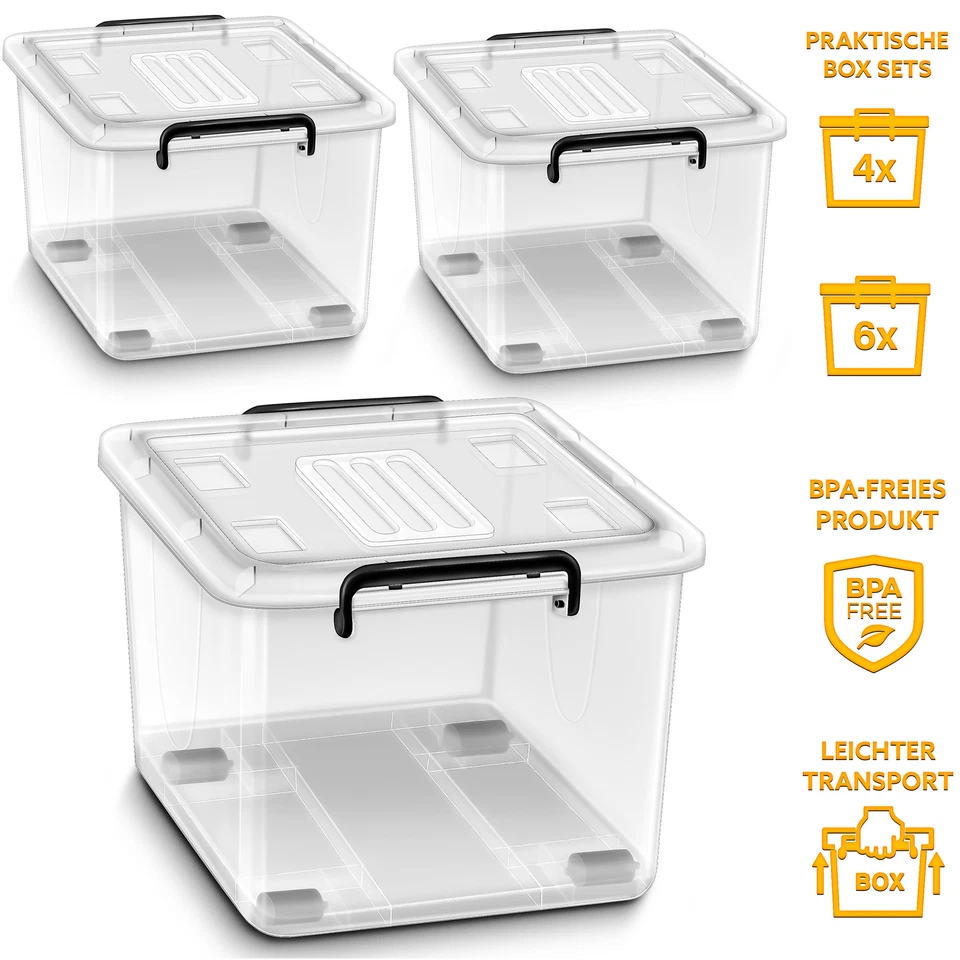 tillvex® Caja de almacenamiento con tapa Caja de almacenamiento Cajas de organización Cocina Pila