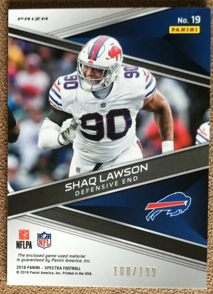 Shaq Lawson 2018 Spectra Sunday Spectacle Jersey #19 /199 Buffalo Bills Panini - Image 2 of 2