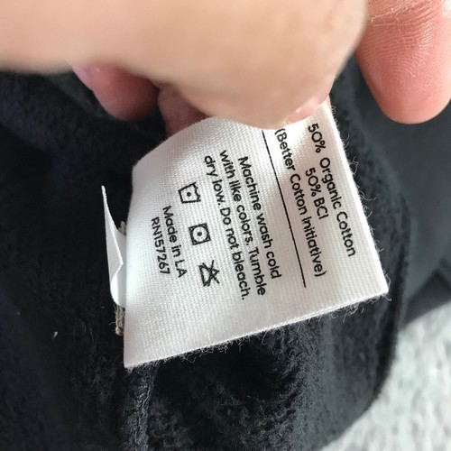 Mate the Label Sweater Mens Large Fleece Hoodie Black Sweatshirt Pullover - Picture 5 of 9
