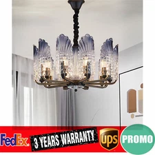 10-Light Modern Elegant LED Crystal Glass Pendant Lamp Chandelier Ceiling Light