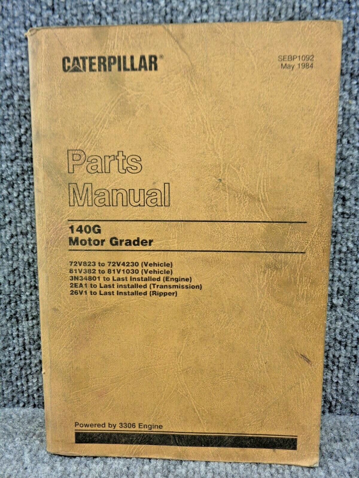 CAT Caterpillar 140g Parts Manual Book Catalog Motor Grader 72v823 4230