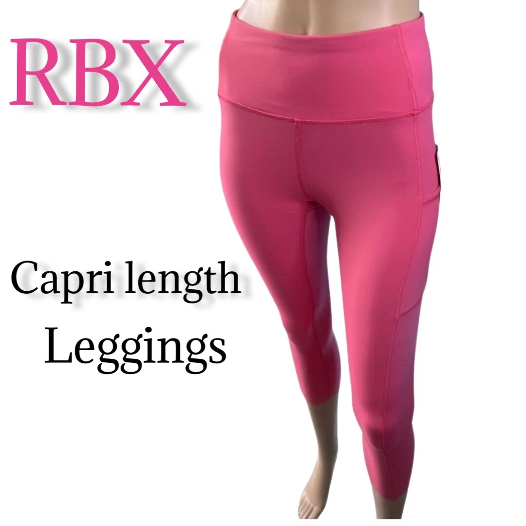 NEW RBX Women CAPRI LENGTH LEGGINGS FITNESS Pockets Medium Regular