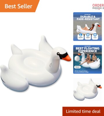 Giant Inflatable Swan Pool Float Large Ride-On Lounge Summer Beach Toy