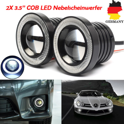 2x 3.5''COB Car Round LED Fog Lights Halo Angel Eyes Rings DRL 3200LM 12V