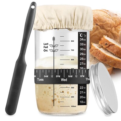 5-teiliges Sauerteig Starterglas Set 1000 ml großes Fassungsvermögen Sauerteig Starter SuDUp DHT