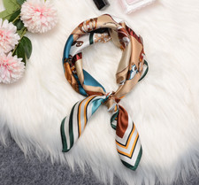 100 Silk Mulberry 53X53cm Small Scarf For Women Neckerchief Wrap Gunma Print