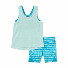 Athletic Works Girls Active Tank Top/ Printed Bike Shorts, 2-Pc S,M,L,XL DP
