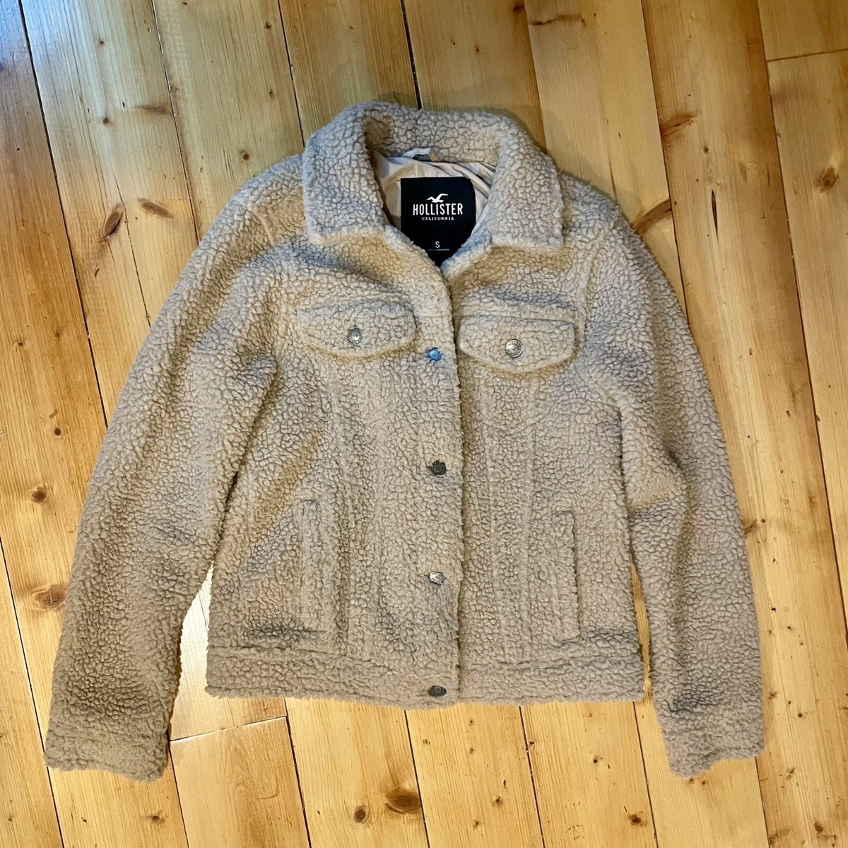 Holister Ladies Trucker Jacket Teddy/ Sherpa Size Small UK