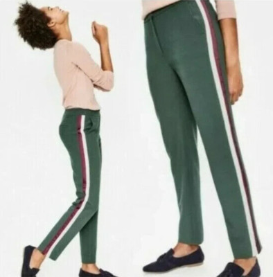 Boden Size 2 Petite Green Bristol Tuxedo Stripe Pants White Red