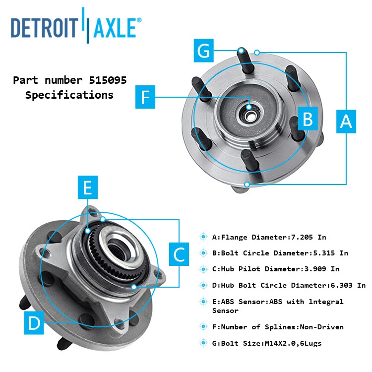 4WD Front Wheel Bearing Hub for 2007 2008-2010 Lincoln Navigator Ford Expedition - Image 3 of 4