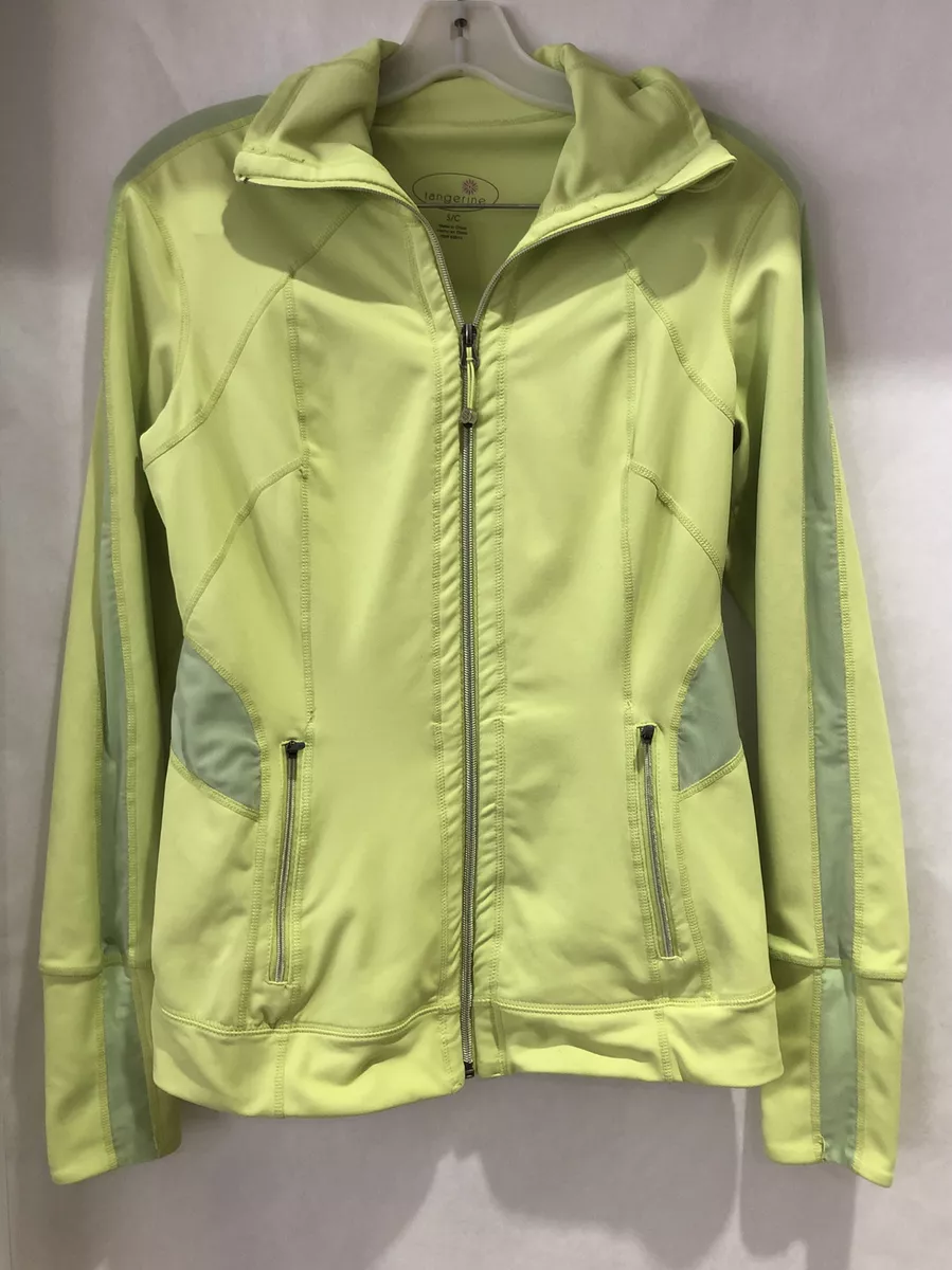 Tangerine Womens Zip Up Athletic Jacket Long Sleeve/Thumb Holes Small Green