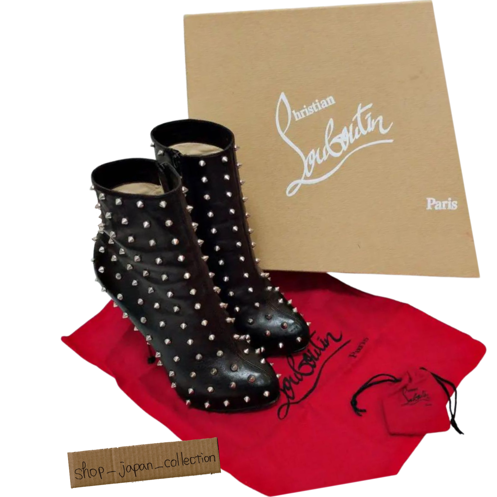 Christian Louboutin Studs Short Boots Booties Black 37.5 US7.5 USED | eBay