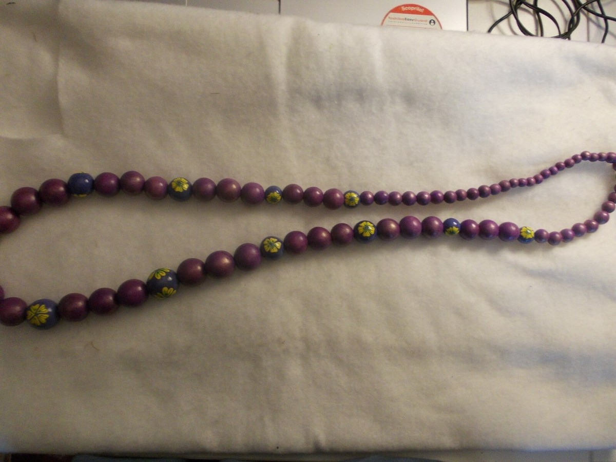 Collana Lunga Perle Di Legno Viola - 55 Cm - Per Donna - Occasion Ma Charmante